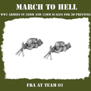 WW2 French AT (Anti-Tank) Rifle Team #1 3DBreeds March to Hell Range for Tabletop Games, Dioramas and Statues, Available in 12mm, 15mm, 20mm, 28mm, 32mm, 32mm heroic, 54mm and 75mm Statue Scale