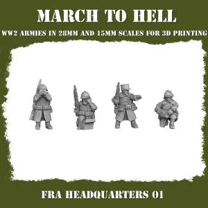 WW2 French HQ #2 From 3DBreeds March to Hell Range for Tabletop Games, Dioramas and Statues, Available in 12mm, 15mm, 20mm, 28mm, 32mm, 32mm heroic, 54mm and 75mm Scale