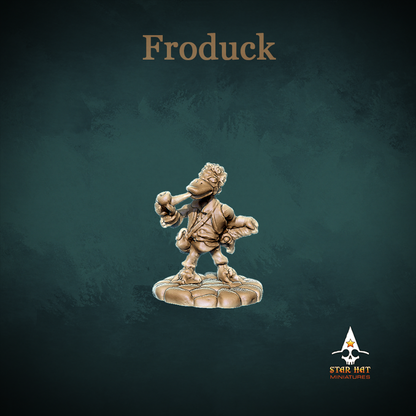 Froduck Quack Duck-Folk, Aarakocra Khanard Adventurer and Fighter with Pipe and Sword by Star Hat Miniatures for Tabletop Games, Dioramas and Statues, Available in 15mm, 28mm, 32mm, 32mm heroic, 54mm and 75mm Statue Scale