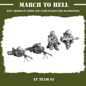 British Commonwealth Anti Tank AT Team WW2 From 3DBreeds March to Hell Range for Tabletop Games, Dioramas and Statues, Available in 15mm, 20mm, 28mm, 32mm, 32mm heroic, 54mm and 75mm Scale