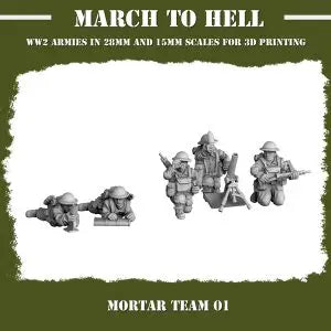 British Commonwealth Mortar Team WW2 From 3DBreeds March to Hell Range for Tabletop Games, Dioramas and Statues, Available in 15mm, 20mm, 28mm, 32mm, 32mm heroic, 54mm and 75mm Scale