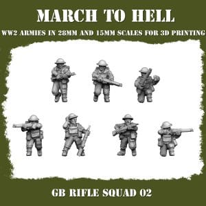 Commonwealth Britain WW2 Rifleman Squad #2 3DBreeds March to Hell Range for Tabletop Games, Dioramas and Statues, Available in 15mm, 20mm, 28mm, 32mm, 32mm heroic, 54mm and 75mm Statue Scale