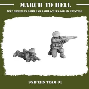 British Commonwealth Sniper Team #1 3DBreeds March to Hell Range for Tabletop Games, Dioramas and Statues, Available in 15mm, 20mm, 28mm, 32mm, 32mm heroic, 54mm and 75mm Statue Scale