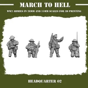 British Commonwealth HQ Squad #2 Including Commanding Officer, Spotter, Radio and more! WW2 From 3DBreeds March to Hell Africa Range for Tabletop Games, Dioramas and Statues, Available in 15mm, 20mm, 28mm, 32mm, 32mm heroic, 54mm and 75mm Scale