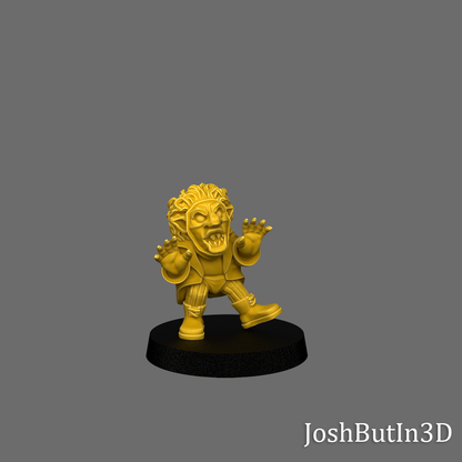 Gink Da Klown Goblin Grapplaz (small) Professional Wrestler from Space and Cheater by JoshButin3D Games for Tabletop Games, Dioramas and Statues, Available in 15mm, 28mm, 32mm, 32mm heroic, 54mm and 75mm Statue Scale