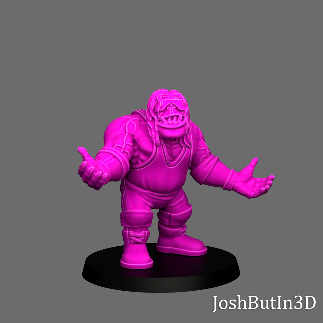 Gitman Orc Grapplaz Professional Wrestler from Space and Pride of the Space Canada by JoshButin3D Games for Tabletop Games, Dioramas and Statues, Available in 15mm, 28mm, 32mm, 32mm heroic, 54mm and 75mm Statue Scale