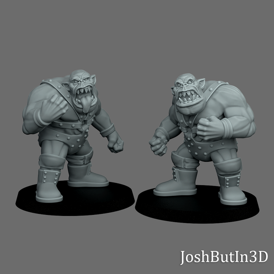 Hack and Slash AKA Team Demolishun (Tag Team 2-pack) Orc Grapplaz Professional Wrestlers from Space by JoshButin3D Games for Tabletop Games, Dioramas and Statues, Available in 15mm, 28mm, 32mm, 32mm heroic, 54mm and 75mm Statue Scale (Copy)