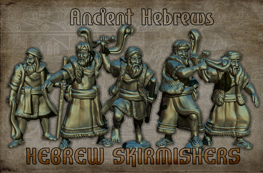 Ancient Hebrew Skirmishers (slingers), Historical and Fantasy Wargaming Sculpted by Red Copper Miniatures for Tabletop Games, Dioramas and Statues, Available in 15mm, 20mm, 28mm, 32mm, 54mm and 75mm Statue Scale