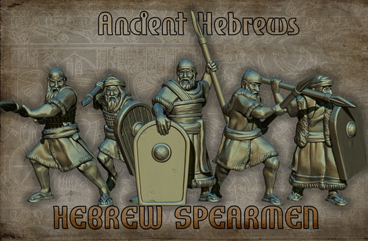 Ancient Hebrew Spearmen, Historical and Fantasy Wargaming Sculpted by Red Copper Miniatures for Tabletop Games, Dioramas and Statues, Available in 15mm, 20mm, 28mm, 32mm, 54mm and 75mm Statue Scale