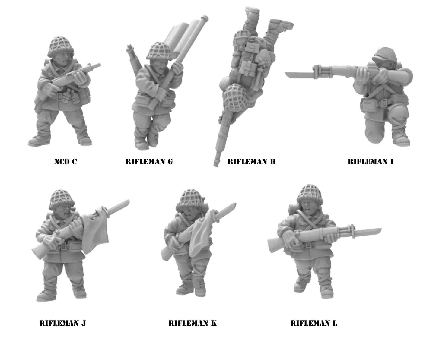 WW2 IJA (Imperial Japanese Army) Riflemen and NCOs Individual and bulk From 3DBreeds March to Hell Range for Tabletop Games, Dioramas and Statues, Available in 15mm, 20mm, 28mm, 32mm, 32mm heroic, 54mm and 75mm Scale