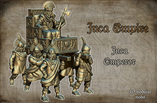 Inca Empire Emperor Historical and Fantasy Wargaming Sculpted by Red Copper Miniatures for Tabletop Games, Dioramas and Statues, Available in 15mm, 20mm, 28mm, 32mm, 54mm and 75mm Statue Scale