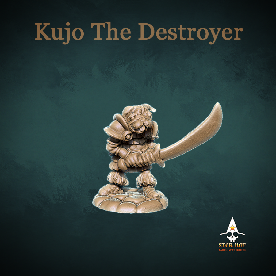 Kujo the Destroyer Dog-Person Pug Housecarl Warrior, Thane and Fighter with Dane Axe and Heavy Armor, Sculpted by Star Hat Miniatures for Tabletop Games, Dioramas and Statues, Available in 15mm, 28mm, 32mm, 32mm heroic, 54mm and 75mm Statue Scale