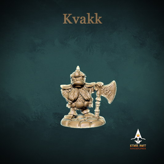Kvakk Dwarf Duck-Folk, Aarakocra Khanard Thane of the Ponds by Star Hat Miniatures for Tabletop Games, Dioramas and Statues, Available in 15mm, 28mm, 32mm, 32mm heroic, 54mm and 75mm Statue Scale