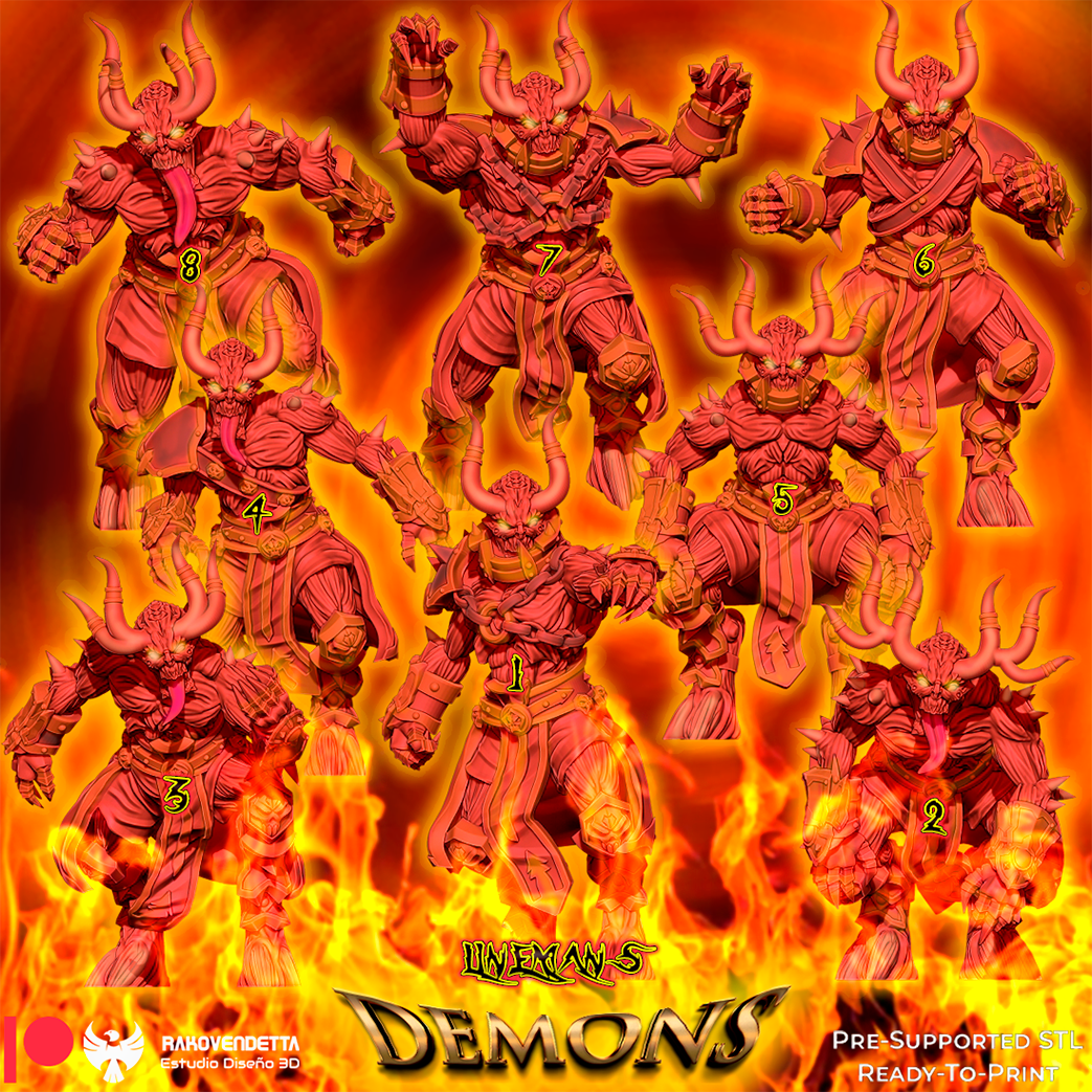 Demonios Red Blood Demons Fantasy Football Team by Rako Vendetta Miniatures for Tabletop Games, Dioramas and Statues