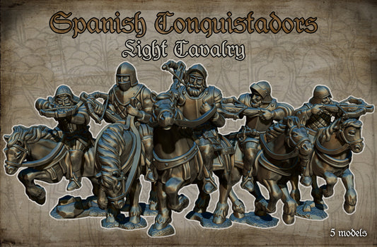 Spanish Conquistadors Crossbow Light Cavalry Historical and Fantasy Wargaming Sculpted by Red Copper Miniatures for Tabletop Games, Dioramas and Statues, Available in 15mm, 20mm, 28mm, 32mm, 54mm and 75mm Statue Scale