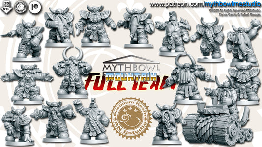 Mountain Dwarf Fantasy Football Team by RN Studios for Tabletop Games, Dioramas and Statues