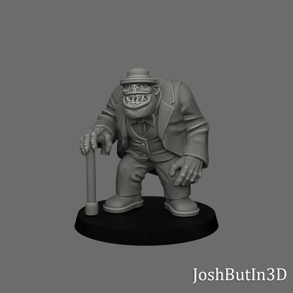 Mr Fungi Orc Grapplaz Professional Manager from Space and Cheater by JoshButin3D Games for Tabletop Games, Dioramas and Statues, Available in 15mm, 28mm, 32mm, 32mm heroic, 54mm and 75mm Statue Scale