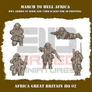 Commonwealth British North Africa #2 WW2 From 3DBreeds March to Hell Range for Tabletop Games, Dioramas and Statues, Available in 12mm, 15mm, 20mm, 28mm, 32mm, 32mm heroic, 54mm and 75mm Scale