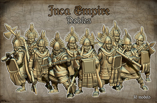 Inca Empire Nobles Historical and Fantasy Wargaming Sculpted by Red Copper Miniatures for Tabletop Games, Dioramas and Statues, Available in 15mm, 20mm, 28mm, 32mm, 54mm and 75mm Statue Scale