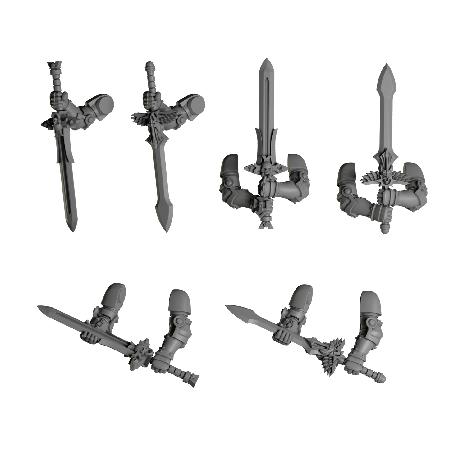 2 Handed Power Swords Pack of Six For Sci Fi Battle Brother Space Warrior Marines Eternal Pilgrims by Greytide Studios. Available in Modern and Classic Scale for 28mm-32mm Tabletop Wargaming