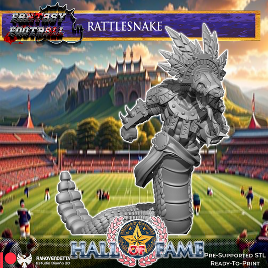 Rattlesnake Snake-Man Fantasy Football Star Player by Rako Vendetta Miniatures for Tabletop Games, Dioramas and Statues