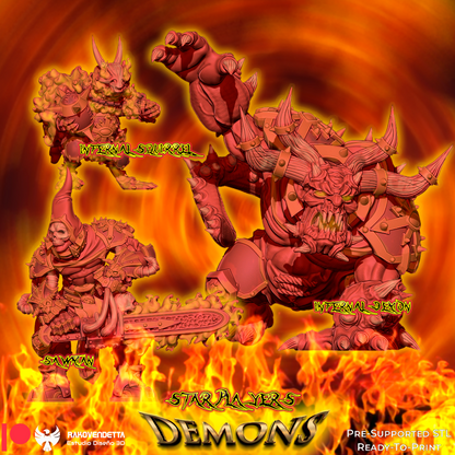 Demonios Red Blood Demons Fantasy Football Team by Rako Vendetta Miniatures for Tabletop Games, Dioramas and Statues