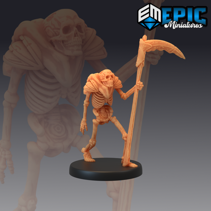 Scythe Skeleton Undead Hero and Fighter #8 by Epic Miniatures and Available in 28mm, 32mm and Heroic, 54mm and 75mm scale!