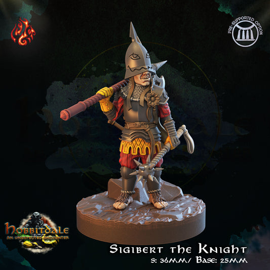 Sigibert the Knight Halfling Hero with Mace and Halberd by Crippled God Foundry for Tabletop Games, Dioramas and Statues, Available in 15mm, 28mm, 32mm, 32mm heroic, 54mm and 75mm Statue Scale