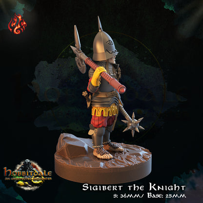 Sigibert the Knight Halfling Hero with Mace and Halberd by Crippled God Foundry for Tabletop Games, Dioramas and Statues, Available in 15mm, 28mm, 32mm, 32mm heroic, 54mm and 75mm Statue Scale