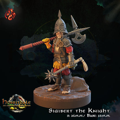 Sigibert the Knight Halfling Hero with Mace and Halberd by Crippled God Foundry for Tabletop Games, Dioramas and Statues, Available in 15mm, 28mm, 32mm, 32mm heroic, 54mm and 75mm Statue Scale