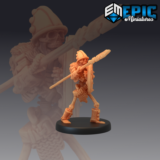 Spear Skeleton Undead Hero and Fighter #5 by Epic Miniatures and Available in 28mm, 32mm and Heroic, 54mm and 75mm scale!