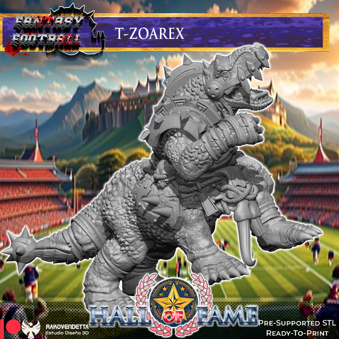 T-Zoarex Fantasy Football Star Player by Rako Vendetta Miniatures for Tabletop Games, Dioramas and Statues