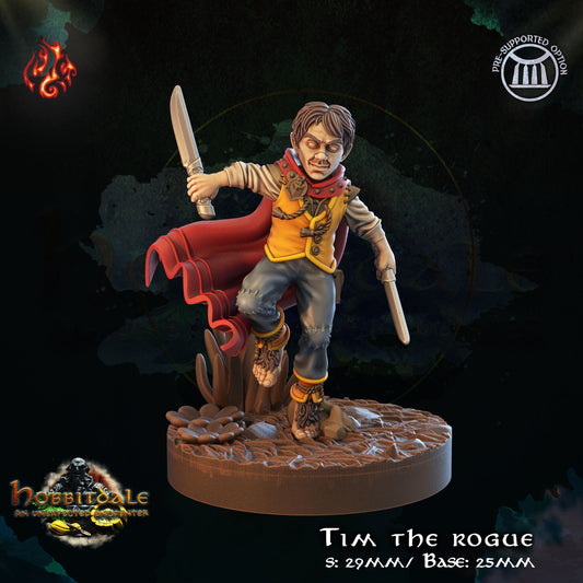 Tim the Rogue Halfling Assassin with Dual Daggers by Crippled God Foundry for Tabletop Games, Dioramas and Statues, Available in 15mm, 28mm, 32mm, 32mm heroic, 54mm and 75mm Statue Scale