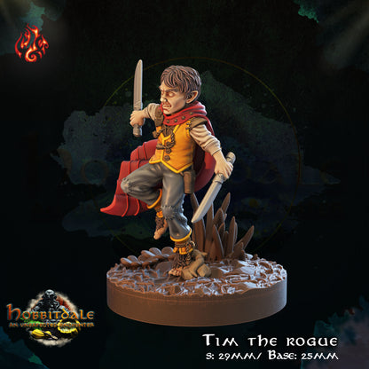 Tim the Rogue Halfling Assassin with Dual Daggers by Crippled God Foundry for Tabletop Games, Dioramas and Statues, Available in 15mm, 28mm, 32mm, 32mm heroic, 54mm and 75mm Statue Scale