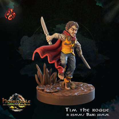 Tim the Rogue Halfling Assassin with Dual Daggers by Crippled God Foundry for Tabletop Games, Dioramas and Statues, Available in 15mm, 28mm, 32mm, 32mm heroic, 54mm and 75mm Statue Scale