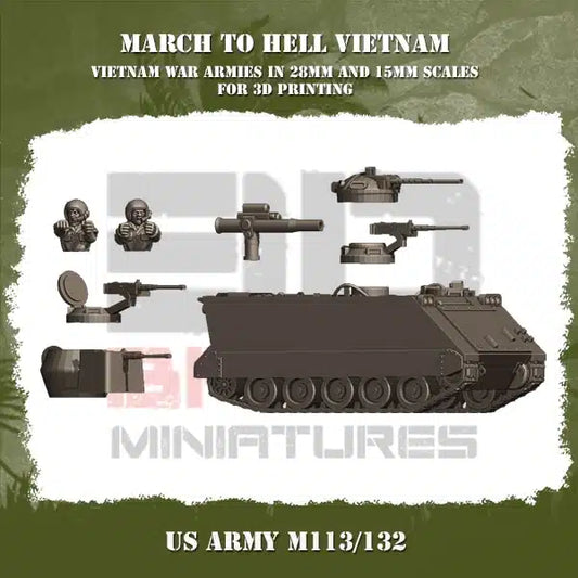 US ARMY VIETNAM - M113 by 3DBreeds March to Hell for Tabletop Games, Dioramas and Statues, Available in 15mm, 20mm, 28mm, 32mm, 32mm heroic, 54mm and 75mm Scale