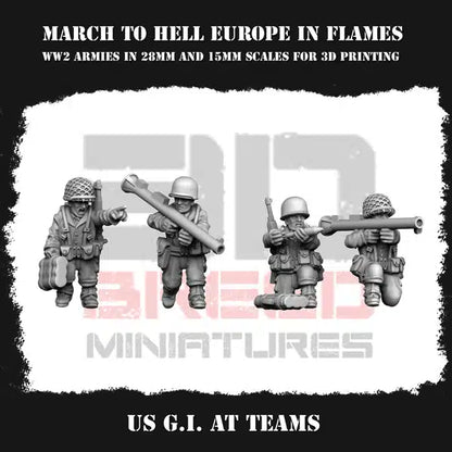 WW2 US Army Heavy Weapons Squad From 3DBreeds March to Hell Range for Tabletop Games, Dioramas and Statues, Available in 15mm, 20mm, 28mm, 32mm, 32mm heroic, 54mm and 75mm Scale