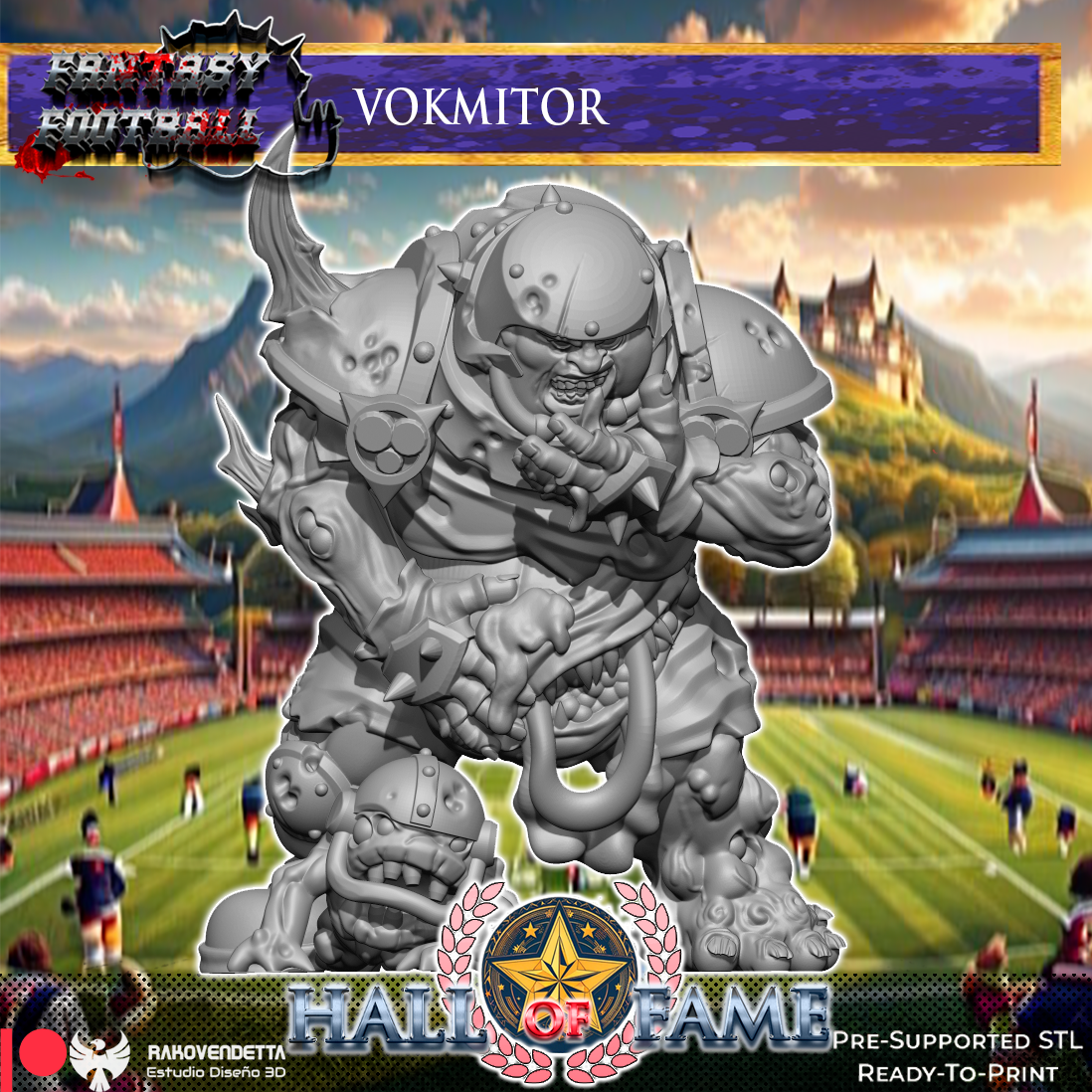 Vokmitor Plague Fantasy Football Star Player by Rako Vendetta Miniatures for Tabletop Games, Dioramas and Statues