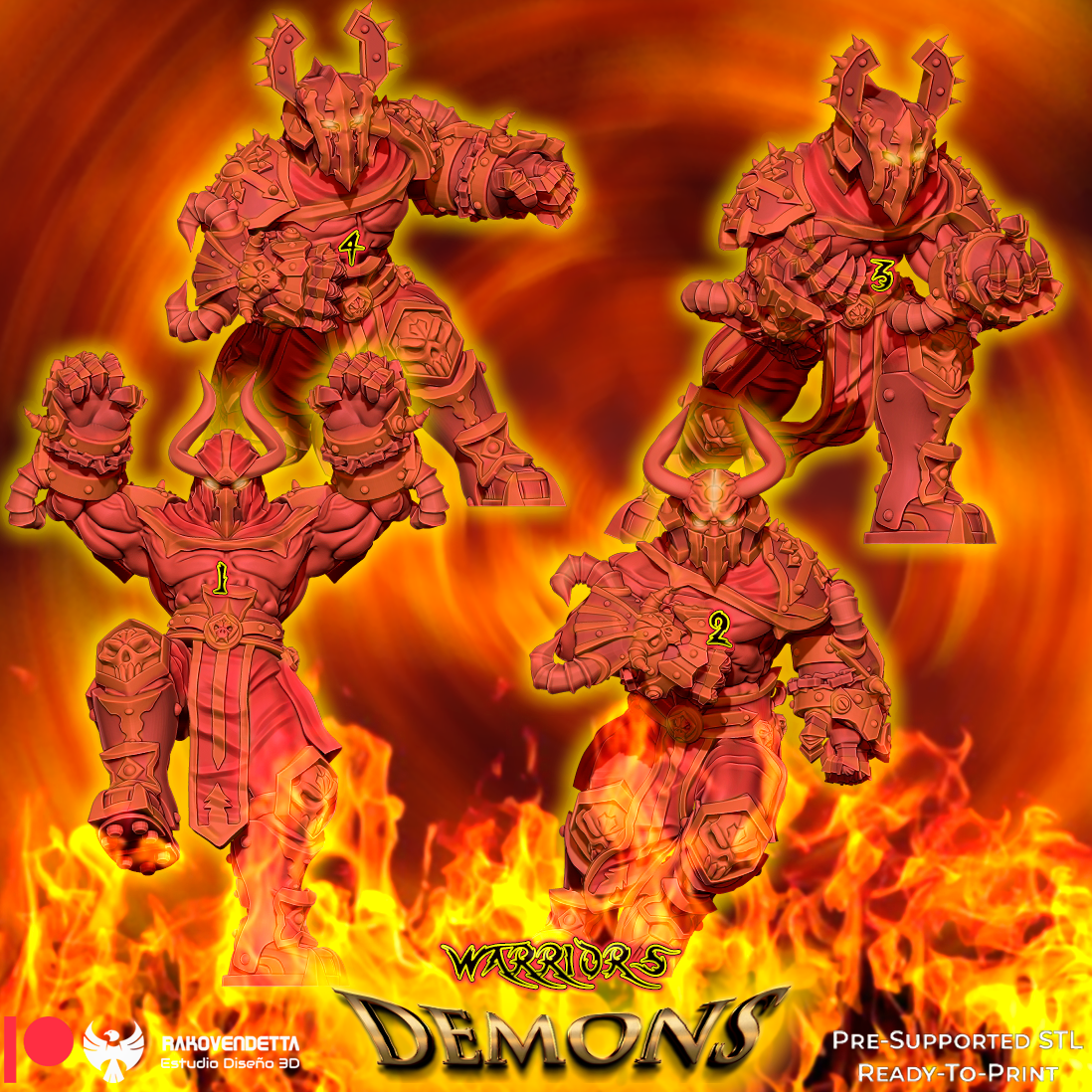 Demonios Red Blood Demons Fantasy Football Team by Rako Vendetta Miniatures for Tabletop Games, Dioramas and Statues