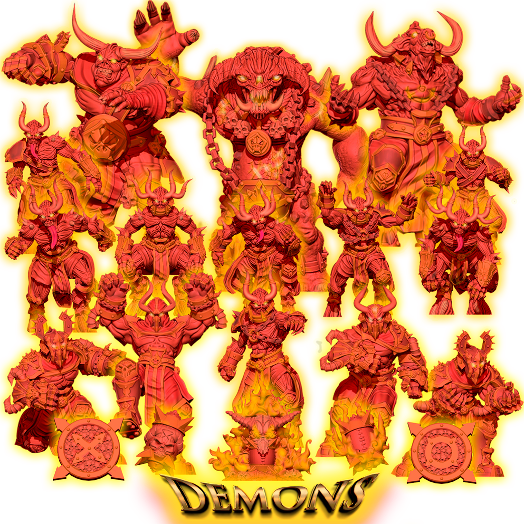 Demonios Red Blood Demons Fantasy Football Team by Rako Vendetta Miniatures for Tabletop Games, Dioramas and Statues