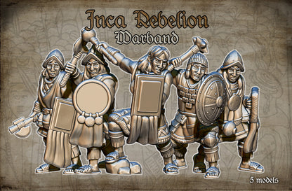 Inca Rebel Warbands Historical and Fantasy Wargaming Sculpted by Red Copper Miniatures for Tabletop Games, Dioramas and Statues, Available in 15mm, 20mm, 28mm, 32mm, 54mm and 75mm Statue Scale