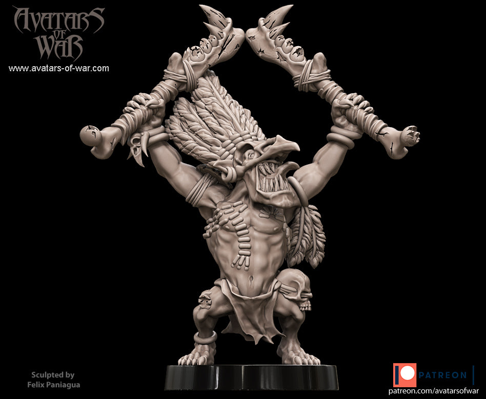 Forest Goblin Hero with Twin Bone Swords (small humanoid)! Sculpted by Avatars of War for Tabletop Games, Dioramas and Statues