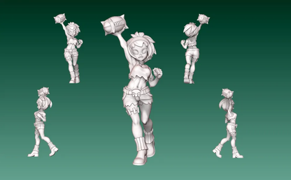 Brain Eater Zombie Girl with Brain or Football Sculpted by LPOMC for Tabletop Games, Dioramas and Statues, Available in 15mm, 28mm, 32mm, 32mm heroic, 54mm and 75mm Statue Scale