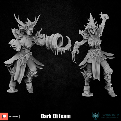 Elfos Oscuros Dark Elf Fantasy Football Team by Rako Vendetta Miniatures for Tabletop Games, Dioramas and Statues