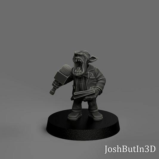 Buffa Goblin (small) Professional Ring Announcer from Space of the Ring by Josh Butlin 3D Games for Tabletop Games, Dioramas and Statues, Available in 15mm, 28mm, 32mm, 32mm heroic, 54mm and 75mm Statue Scale