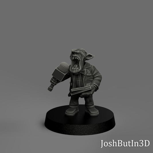 Buffa Goblin Grapplaz (small) Professional Wrestler Announcer from Space and Cheater by JoshButin3D Games for Tabletop Games, Dioramas and Statues, Available in 15mm, 28mm, 32mm, 32mm heroic, 54mm and 75mm Statue Scale (Copy)