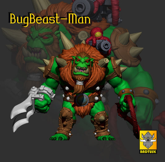 Bugbeast-Man Orc Greenskin Leader Sculpted by Bad Tusk Miniatures for Tabletop Games, Dioramas and Statues