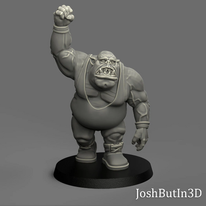 King Kong Krumpy (Large) Orc Grapplaz Professional Wrestler from Space with Charisma by JoshButin3D Games for Tabletop Games, Dioramas and Statues, Available in 15mm, 28mm, 32mm, 32mm heroic, 54mm and 75mm Statue Scale