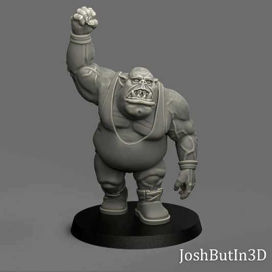 King Kong Krumpy (Large) Orc Professional Wrestler from Space with Charisma by Josh Butlin 3D Games for Tabletop Games, Dioramas and Statues, Available in 15mm, 28mm, 32mm, 32mm heroic, 54mm and 75mm Statue Scale