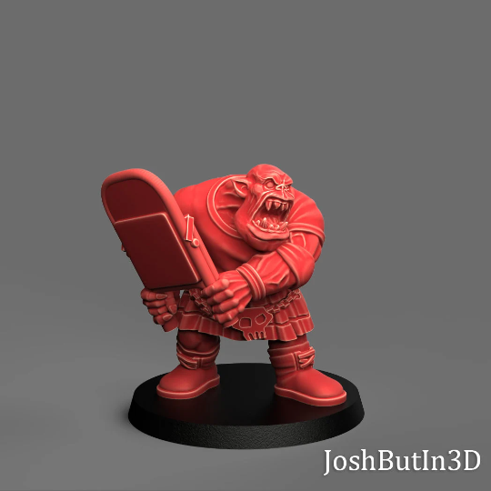 Rowdy Orc Grapplaz Professional Wrestler from Space with Steele Chair by JoshButin3D Games for Tabletop Games, Dioramas and Statues, Available in 15mm, 28mm, 32mm, 32mm heroic, 54mm and 75mm Statue Scale